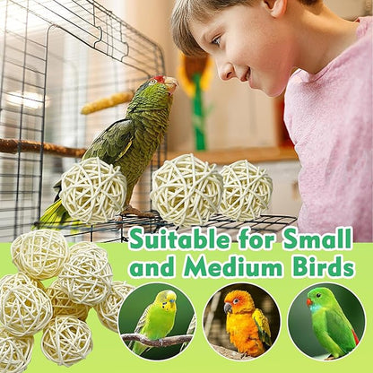 Tfwadmx 10 Pcs Willow Ball, Bird Foraging Toys Natural Bird Toys Chew Small Animal Chew Toy Activity for Parrot Macaw Hamster Guinea Pig Rat Parakeet Cockatiels Conure Finch Budgerigar Lovebird