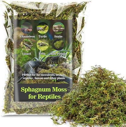Sukh Sphagnum Moss for Reptiles -Terrarium Moss for Reptiles Peat Moss for Reptiles Habitat Bedding Moss for Snakes Turtle Frog Gecko and Other Reptiles Substrate (6.3, Ounces)