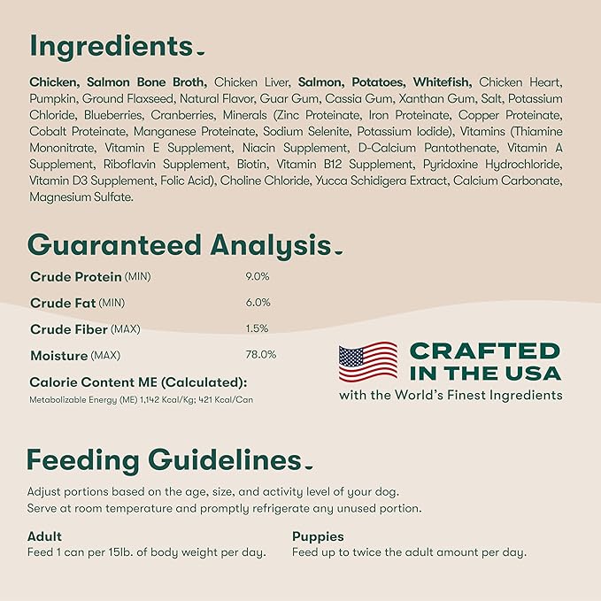 Jinx Premium Wet Dog Food Cans - Salmon Pate - Grain-Free Canned Dog Food Pate & Topper with Real Ingredients & No Fillers - All Life Stages, Breeds & Sizes - 12-Pack, 13 Oz