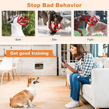 Dog Bark Deterrent Devices, Rechargeable Ultrasonic Anti Barking Device for Dogs, Dog Bark Control Devices 50FT Range Safe for Dogs & Human Portable Indoor Outdoor, Dog Training & Behavior Aids