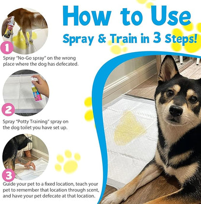 Dog Potty Training Spray Set, Indoor & Outdoor Potty Training for Dogs & Puppies, Stops Urination & Marking, Puppy Essentials, 3.38 fl.oz