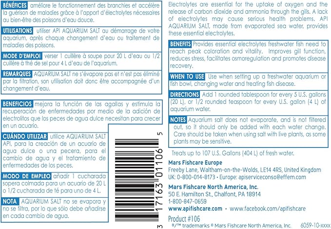 API AQUARIUM SALT Freshwater Aquarium Salt 17-Ounce Box