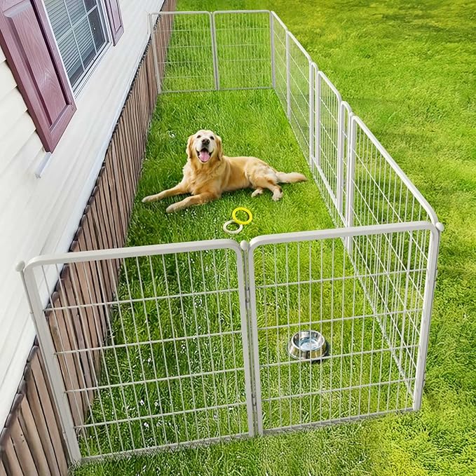 FXW Rollick Unleashed Dog Playpen for Indoor, Yard, RV Camping, 40 inch 8 Panels for Medium and Large Dogs, White│Patented