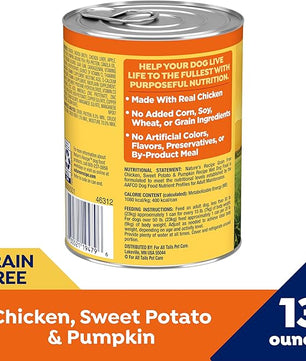 Nature's Recipe Grain Free Chicken, Sweet Potato, and Pumpkin Recipe Wet Dog Food, 13 oz. Can, 12 Count