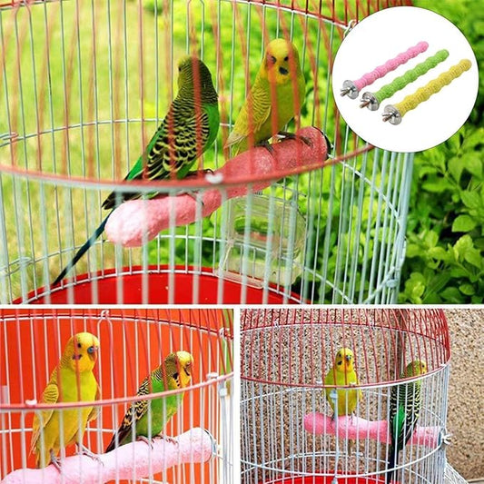 kathson Bird Perch Parrot Stand Cage Accessories Natural Wooden Stick Paw Grinding Rough-surfaced Chew Toy for Cockatiels,Cockatoo,Lorikeet,Conure,Parakeet 3 Pack (Random Color,7.9inch)