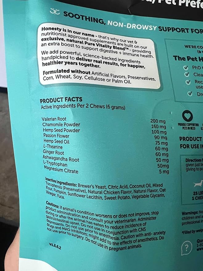 Pet Honesty Calming Fresh Sticks for Dogs – Dental Chews to Support Relaxed Behavior, Oral Health, and Fresh Breath – (30 ct)