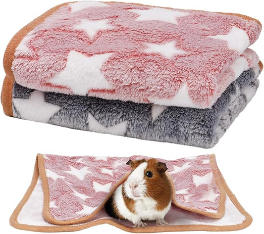 Guinea Pig Blanket, 2 Pack Warm Soft Coral Fleece Small Animal Blankets Washable Pet Cage Liners Sleep Mat Pad Cover for Rabbit Hamster Dog Cat Ferret Chinchilla Hedgehog Bedding, 24" x 16"
