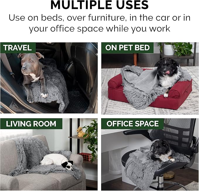 Furhaven Waterproof Throw Blanket for Dogs & Indoor Cats, Washable - Shaggy Plush Calming Long Faux Fur & Velvet Dog Blanket - Gray, Extra Large/XL