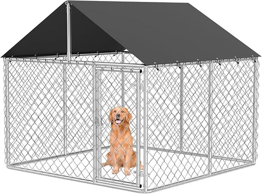 Outdoor Dog Enclosure Heavy Duty Dog Kennel House Mesh Dog Big Cage Pet Kennel Steel Fence with Secure Lock