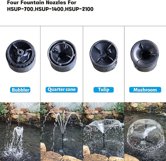 WaterRebirth HSUP700F Versatile Submersible Pump - Fountain Jets for Ponds, Fish Tanks, Water Gardens - Aquarium & Pond Pump (700L/H)