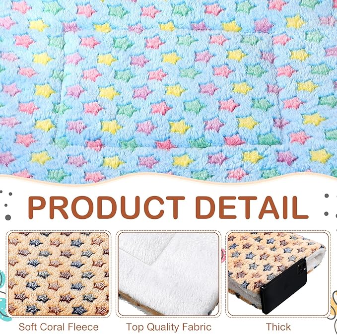 Haull 4 Pcs Waterproof Guinea Pig Bedding Winter Guinea Pig Bed Plush Cage Liners Soft Dog Cat Mat Reversible Winter Cozy Animal Pee Pad Hamster Bed Mat for Bunny(Star,13 x 10 Inch)