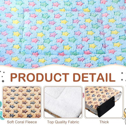 Haull 4 Pcs Waterproof Guinea Pig Bedding Winter Guinea Pig Bed Plush Cage Liners Soft Dog Cat Mat Reversible Winter Cozy Animal Pee Pad Hamster Bed Mat for Bunny(Star,13 x 10 Inch)