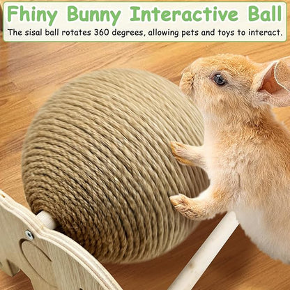 Fhiny Rabbit Scratch Toy, Natural Sisal Rabbit Scratching Ball Cute Sisal Rope Bunny Claw Scratcher Rotating Ball Interactive Toys Nail Scratching Post for Indoor Pets Kittens Ferrets Elephant Shape
