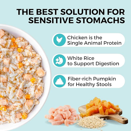 KOHA Limited Ingredient Bland Diet for Dogs, Chicken and White Rice Sensitive Stomach Wet Dog Food, Sold in Over 5,000 Vet Clinics & Pet Stores, Gentle Easy to Digest Bland Diet Dog Food, Pack of 6