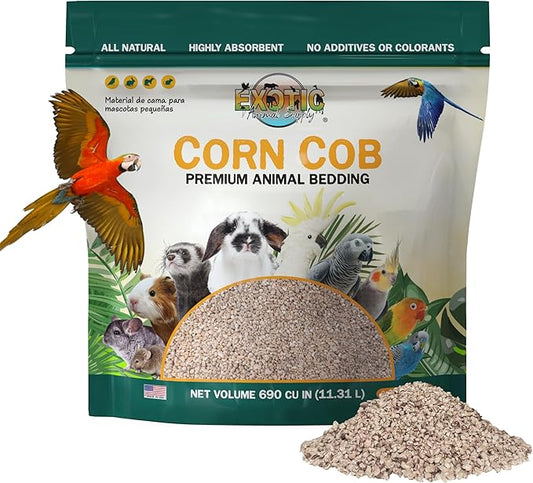 Natural Corn Cob Bedding, Corn Cob Litter, Dust-Free, Birds and Small Animals, ~10 lbs (690 CU in)