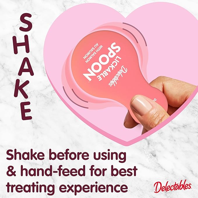 Delectables Lickable Spoon Handheld Wet Cat Treats Made with Real Salmon, Quick & Easy Creamy Puree, Mess Free, Grain-Free, No Added Fillers, No By-Products, No Added Preservatives, Variety Pack, 20ct