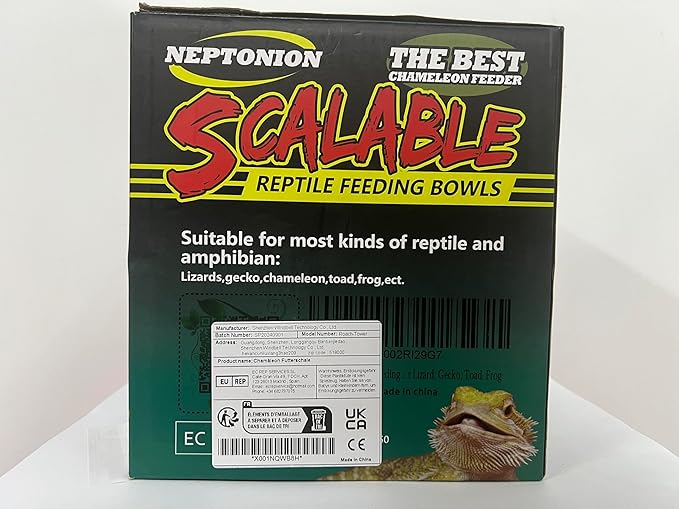 Hookable Chameleon Feeding Bowl, Professional Live Worm Organizer with Column for Prey to Climb and Move, Suitable for Lizard, Bearded Dragon, Iguana, Gecko, Toad, Frog