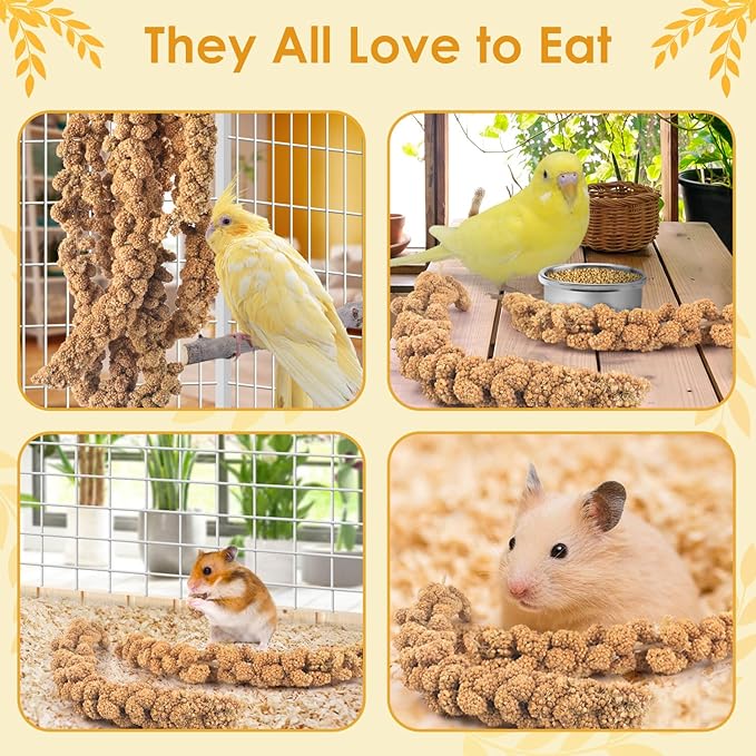 KATUMO Spray Millet Treats, 7Oz / 200g Natural Sun-Dried Bird Treats for Parakeet Conure Cockatiel Finch Pigeon Hamster Canary