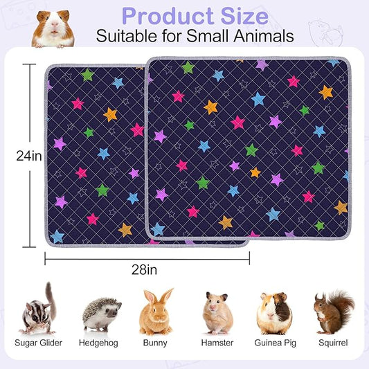 2 Pack Guinea Pig Bedding, Washable Guinea Pig Cage Liner Reusable Guinea Pig Mat Waterproof Guinea Pig Bedding for Cage, Super Absorbant Guinea Pig Pee Pads for Small Animals Hamster Rabbit Squirrel