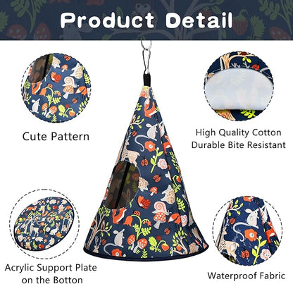Parrot Cockatiel Warm House Bird Nest Bed All Season Hanging Hammock Birds Sleeping Bed Parrot Hideaway Bed Polyester Fabric Washable for Parakeet Cockatiels Budgies Lovebird