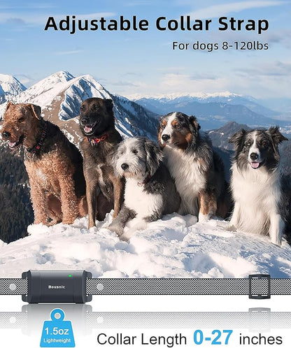 Bousnic Dog Shock Collar with Remote - [New Edition] 4000FT Dog Training Collar for Large Medium Small Dogs (8-120lbs) Waterproof Rechargeable E Collar with Beep, Vibration, Safe Shock (Grey)