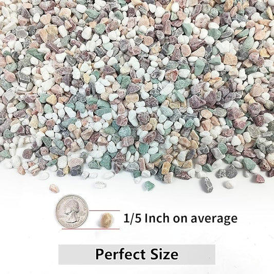 5LB Succulent and Cactus Gravel Pebbles, 1/5 Inch Natural Decorative Polished Stones, River Rocks for Vases Gardening Indoor and Outdoor Decorative Rocks, Colorful