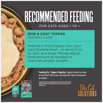 Tiki Cat Solutions Topper Multipack, Skin Coat, Salmon Recipe in Broth, 1.5 oz. Pouch (12 Pack)