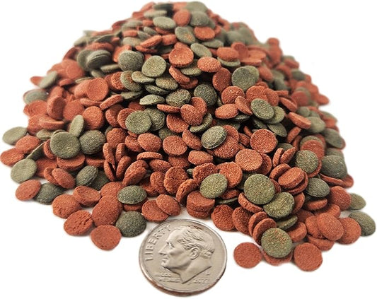 Aquatic Foods Inc. 8mm - 1/3" Brine Shrimp/Red Algae Color Enhancing & Spirulina/Green Algae Sinking Wafer Mix for Shrimp, Snails, Plecos, Catfish, All Tropical Fish...WL…1/4-lb Foil Pouch Bag