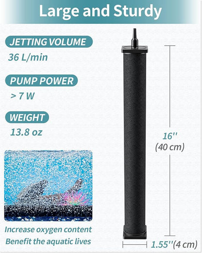 Pawfly 16 Inch Air Stone Cylinder for Larger Pumps Bubble Diffuser Release Tool for Large Aquariums Outdoor Pond Garden Circulation Systems and DWC Reservoirs