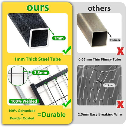 Large Outside Dog Kennel, Outdoor Dog Run Enclosure 8'x4'x6' Dog Pen House with Roof Cover Heavy Duty Welded Wire Steel Dog Playpen Animal Fence with Feeding Door