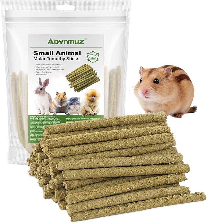 Small Animal Chew Treats for Hamsters, Rabbits, Guinea Pigs,Chew Sticks with Timothy Hay A