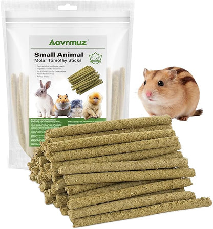 Small Animal Chew Treats for Hamsters, Rabbits, Guinea Pigs,Chew Sticks with Timothy Hay A