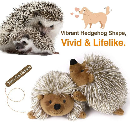 Pawaboo Plush Dog Toy, [2PACK] Non-Toxic Super Soft Faux-Fur Hedgehog Dog Toy Stuffed Biting Training Playing Toys for Dog Puppy, Brown