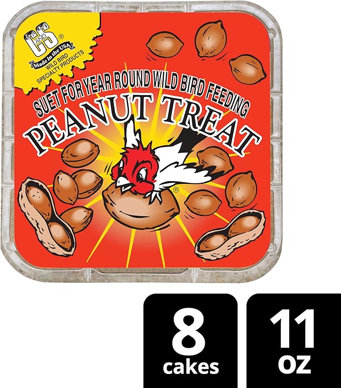 C&S Peanut Suet Treat, Suet Cakes for Wild Birds, 11 Ounces, Pack of 8