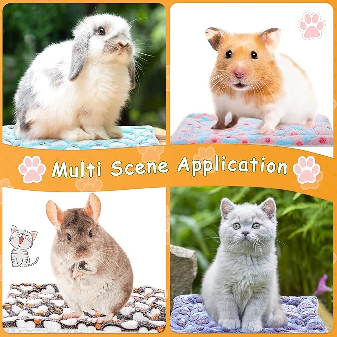 4-Piece Rabbit Bunny Bed - 13 x 19 Inch Guinea Pig Bed Mats - Plush Bunny Pad Mats for Small Animals, Dogs, Cats, Hamsters - Heart Pattern