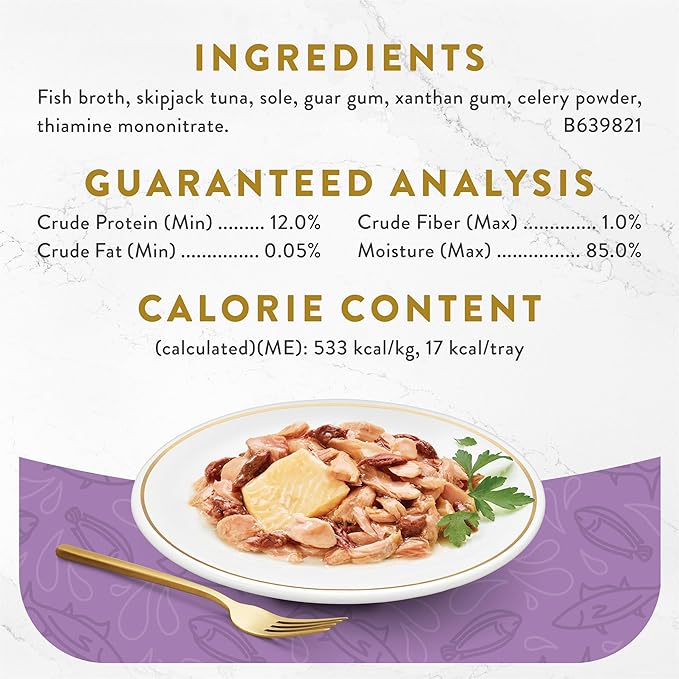 Purina Fancy Feast Appetizers Lickable Grain Free Wet Cat Food Topper Skipjack Tuna Appetizer with Sole - (Pack of 10) 1.1 oz. Trays