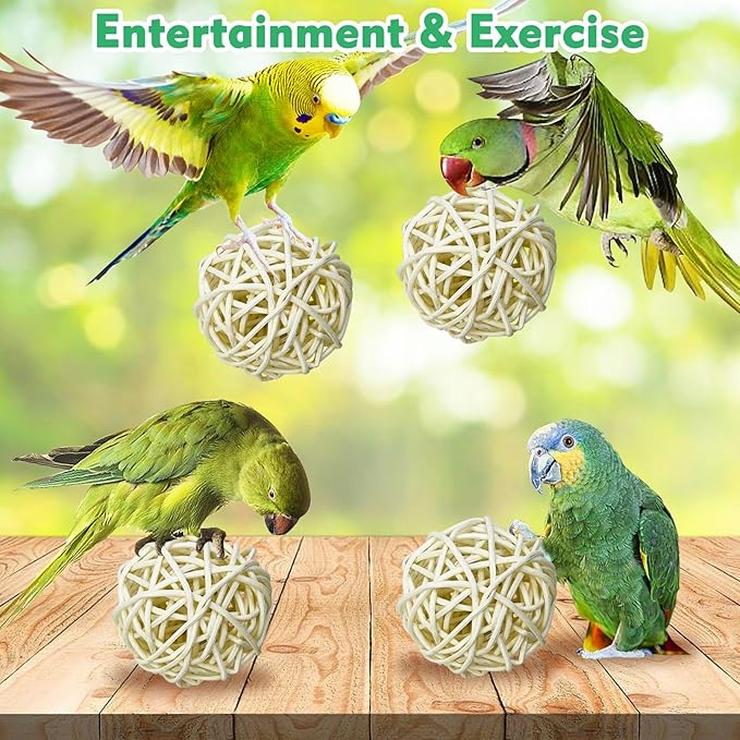 Tfwadmx 10 Pcs Willow Ball, Bird Foraging Toys Natural Bird Toys Chew Small Animal Chew Toy Activity for Parrot Macaw Hamster Guinea Pig Rat Parakeet Cockatiels Conure Finch Budgerigar Lovebird