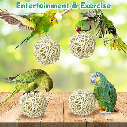 Tfwadmx 10 Pcs Willow Ball, Bird Foraging Toys Natural Bird Toys Chew Small Animal Chew Toy Activity for Parrot Macaw Hamster Guinea Pig Rat Parakeet Cockatiels Conure Finch Budgerigar Lovebird