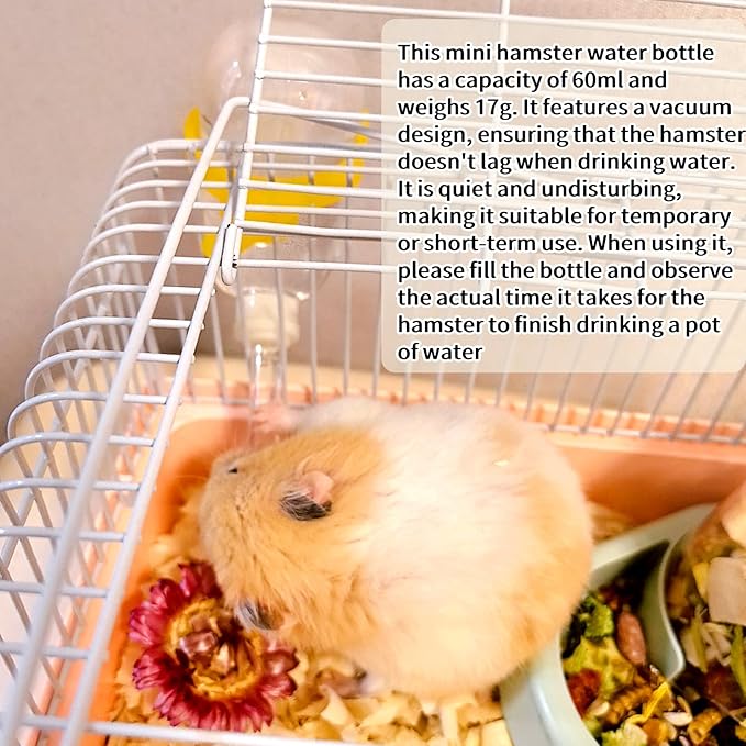 Hamiledyi Automatic Hamster Feeder Rat Food Dispenser Bowl with Water Bottle Food Dish Bowl for Dwarf Hamster Mouse Gerbils (Green)