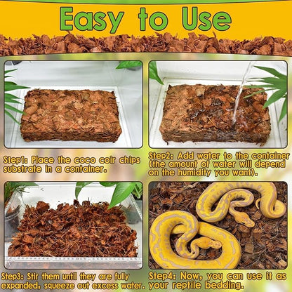 Halatool 2Pack Snake Bedding Natural Coconut Chips Substrate 2.2LB Coconut Husk for Reptiles Tank Terrarium Substrate for Ball Python Frog Gecko Hermit Crab Tortoise