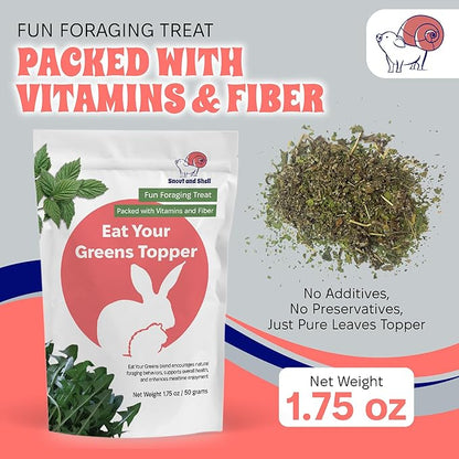 Snout and Shell 1.75 oz Eat Your Greens Topper – Natural Foraging Treat for Rabbits, Guinea Pigs & Chinchillas