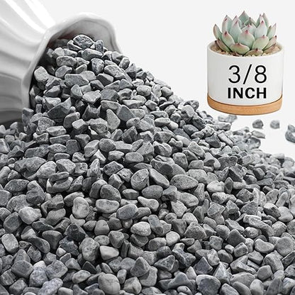 NUPICK 3 lbs Pebbles for Indoor Plants, 3/8 Inch Pea Gravel for Fish Tank, Decorative Rocks for Succulent, Natural River Stones for Vases, Cactus, Landscaping, Bird Bath, Aquarium, Grey