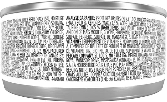 Purina Pro Plan Complete Essentials High Protein Cat Food Gravy, Wet Cat Food Chicken Entree - (Pack of 24) 5.5 oz. Cans