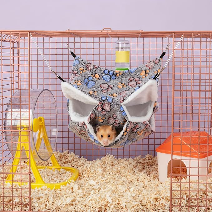 Sadnyy 6 Pieces Guinea Pig Rat Hammock Three Layer Ferret Bed Small Animal Hanging Pet Cage Hammock for Chinchilla Rat Sugar Glider Squirrel Reptiles (Classic Pattern)