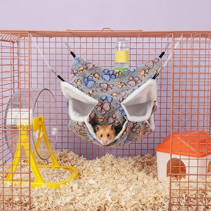 Sadnyy 6 Pieces Guinea Pig Rat Hammock Three Layer Ferret Bed Small Animal Hanging Pet Cage Hammock for Chinchilla Rat Sugar Glider Squirrel Reptiles (Classic Pattern)