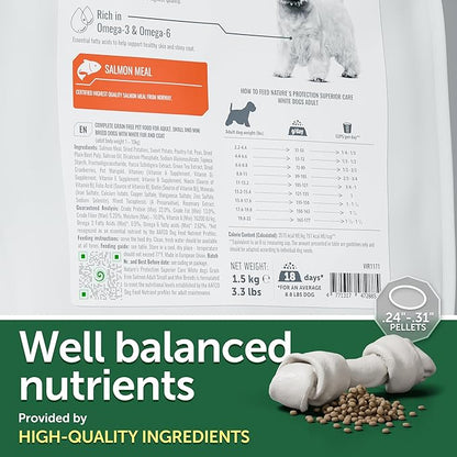 Nature's Protection Dry Dog Food for Small Breed - High Protein, Grain-Free Tear Stain Dog Kibble for White & Light Coated Adult Dogs (Superior Care - Salmon, 22 lb)