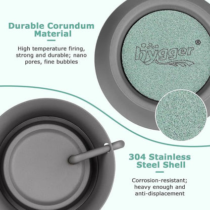 hygger Aquarium Air Stone, Fish Tank Bubbler Aerator with Stainless Steel Base, Oxygen Diffuser for Nano Air Pumps Hydroponics Small Ponds and Fish Tanks