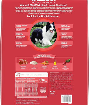 IAMS Proactive Health Minichunks Adult Dry Dog Food with Lamb & Rice, 15 lb. Bag