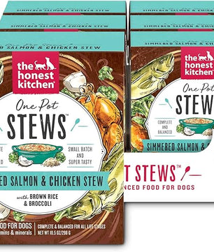The Honest Kitchen One Pot Stews: Simmered Salmon & Chicken Stew with Brown Rice & Broccoli Wet Dog Food, 10.5 oz x6