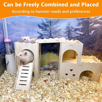 Hamster Hideout House Multi Chamber Rat Hide Hut Castle Large Climbing Playground Exploring Labyrinth Tunnel Toy for Syrian Dwarf Gerbils Hamsters Mice (Pattern A)